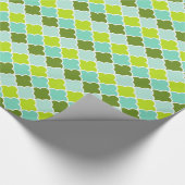 Geometrische groene Aqua Turquoise Quatrefoil Patr Cadeaupapier (Hoek)
