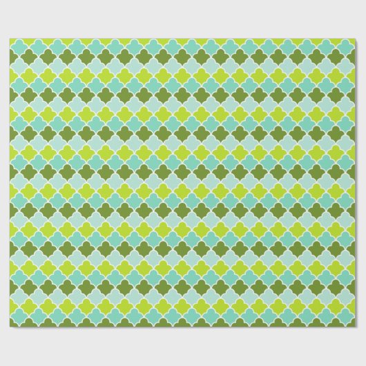 Geometrische groene Aqua Turquoise Quatrefoil Patr Cadeaupapier (Vlak)
