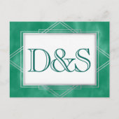 Geometrische groene Art Deco | Moderne RSVP-struct Uitnodiging Briefkaart (Voorkant)