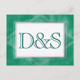 Geometrische groene Art Deco | Moderne RSVP-struct Uitnodiging Briefkaart