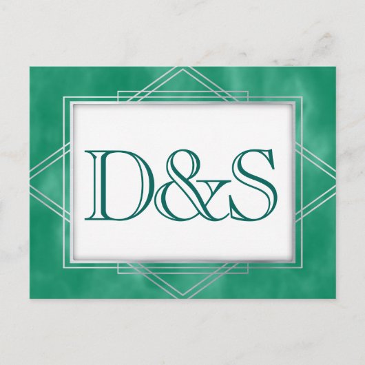 Geometrische groene Art Deco | Moderne RSVP-struct Uitnodiging Briefkaart (Voorkant)