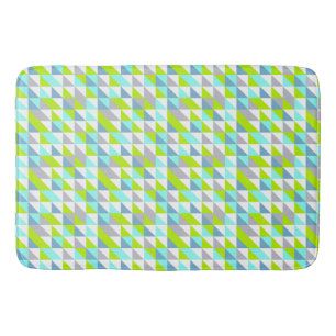 Geometrische groene, blauw witte grijze driehoeken badmat