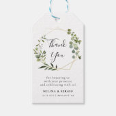 Geometrische groene elyptus Leaf Weddenschap Harte Cadeaulabel (Voorkant)