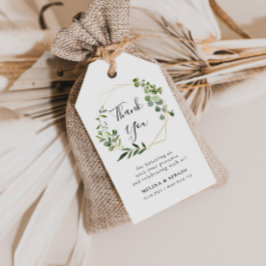 Geometrische groene elyptus Leaf Weddenschap Harte Cadeaulabel