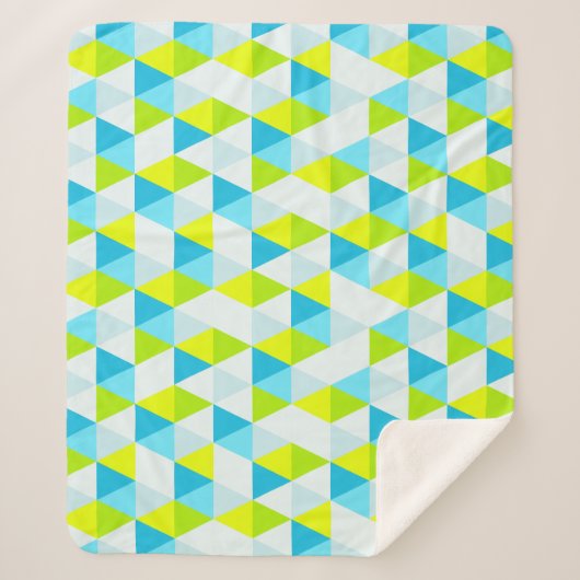 Geometrische Groene en Blauwe Driehoeken Modern Pa Sherpa Deken (Voorkant)