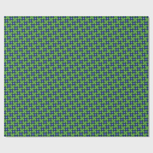 Geometrische groene en blauwe klavertjevier cadeaupapier (Vlak)