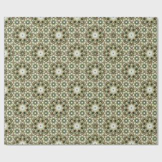 Geometrische groene en witte bloemenkaleidoscoop cadeaupapier