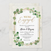 Geometrische groene Eucalyptus Engagement Party Kaart (Voorkant / Achterkant)