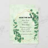 Geometrische groene Eucalyptus laat de datum op Informatiekaartje (Voorkant / Achterkant)