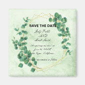 Geometrische groene Eucalyptus laat de datum op Magneet (Voorkant)