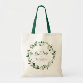 Geometrische groene Eucalyptus Leaves Bridal Party Tote Bag