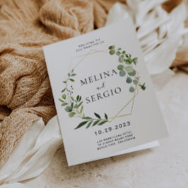 Geometrische groene Eucalyptus Leaves Folded Weddi Programma