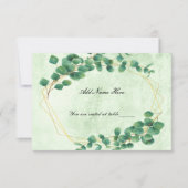 Geometrische groene Eucalyptus Leaves Place Card RSVP Kaartje (Voorkant)
