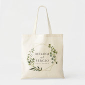 Geometrische groene Eucalyptus Leaves Wedding Canv Tote Bag (Voorkant)
