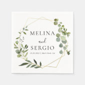 Geometrische groene Eucalyptus Leaves Wedding Napk Servet (Voorkant)