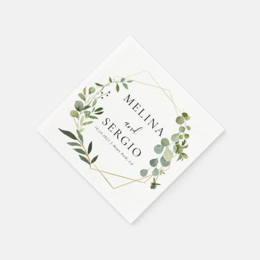Geometrische groene Eucalyptus Leaves Wedding Napk Servet (Hoek)