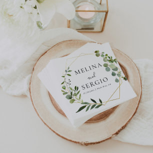 Geometrische groene Eucalyptus Leaves Wedding Napk Servet