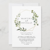 Geometrische groene Eucalyptus Rug & Front Wedding Kaart (Voorkant)