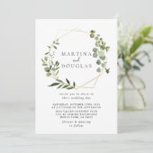 Geometrische groene Eucalyptus Rug & Front Wedding Kaart (Staand voorkant)