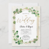 Geometrische groene Eucalyptus Wedding Kaart (Voorkant)