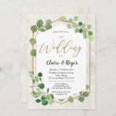 Geometrische groene Eucalyptus Wedding Kaart (Voorkant / Achterkant)