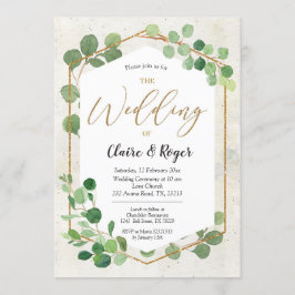 Geometrische groene Eucalyptus Wedding Kaart