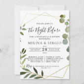 Geometrische groene Eucalyptusrepetitie Dinner Kaart (Voorkant)