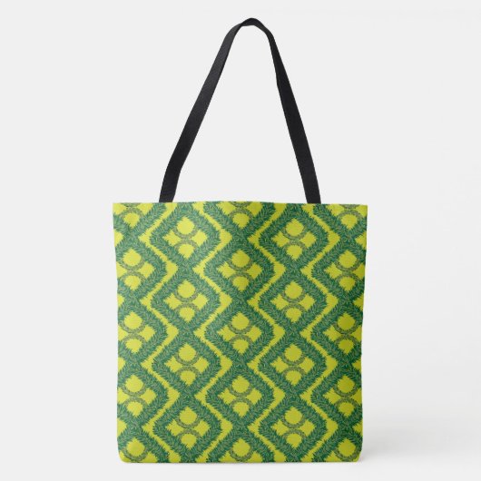 Geometrische groene Garland Squares vakantiepatroo Tote Bag (Voorkant)