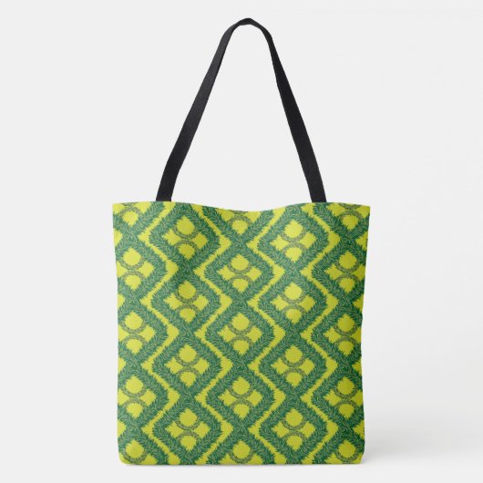 Geometrische groene Garland Squares vakantiepatroo Tote Bag (Achterkant)