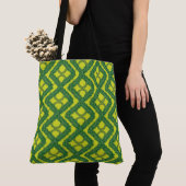Geometrische groene Garland Squares vakantiepatroo Tote Bag (Dichtbij)