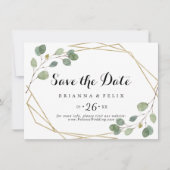 Geometrische groene kalligrafie Horizontale bruilo Save The Date (Voorkant)