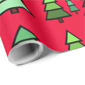 Geometrische groene kerstbomen cadeaupapier (Rol Hoek)
