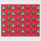 Geometrische groene kerstbomen cadeaupapier (Vlak)