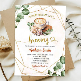 Geometrische Groene Koffie Brouwen Baby Shower Kaart