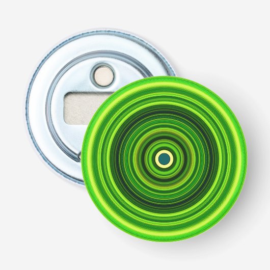Geometrische groene Mandala Design-64555 Button Flesopener (Voorkant)