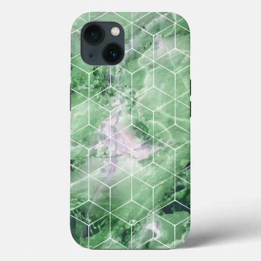 Geometrische groene marmer Case-Mate iPhone case (Achterkant)