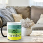 Geometrische groene naam, letter koffie mok