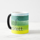 Geometrische groene naam, letter koffie mok (Voorkant links)