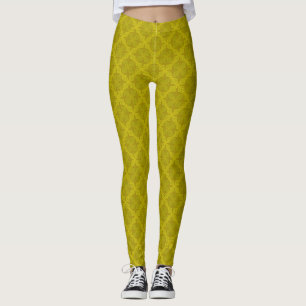 Geometrische groene olijf art deco leggings