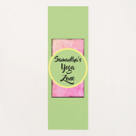 Geometrische groene roze aquarel naam yogamat