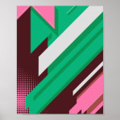 Geometrische groene, roze en witte strepen poster (Voorkant)