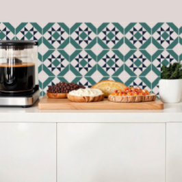 Geometrische groene tegel vloerinspiratie tegeltje