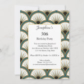 Geometrische groene witte Artdeco 50e verjaardag Kaart (Voorkant)