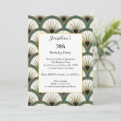 Geometrische groene witte Artdeco 50e verjaardag Kaart (Staand voorkant)