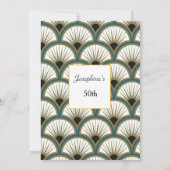 Geometrische groene witte Artdeco 50e verjaardag Kaart (Achterkant)