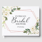 Geometrische groene witte bloem bruids douche gast gastenboek (Voorkant)