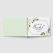 Geometrische groene witte bloemige bruidsdouche gastenboek (Volledig)