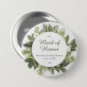 Geometrische groenery Foliage Lijst Bridal Party R Ronde Button 7,6 Cm (Voorkant /achterkant)