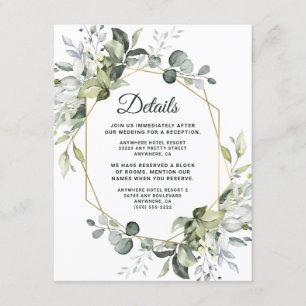 Geometrische groenery Modern Gold Succulent Weddin Informatiekaartje
