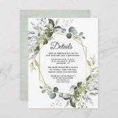 Geometrische groenery Modern Gold Succulent Weddin Informatiekaartje (Voorkant / Achterkant)